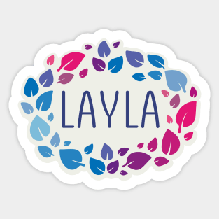 Layla name with colorful leaves Sticker